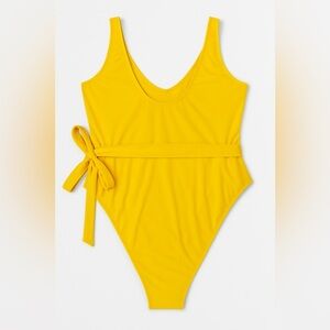 Boohoo Plus Tie Waist Swimsuit | Yellow | Size 22 | NWT
